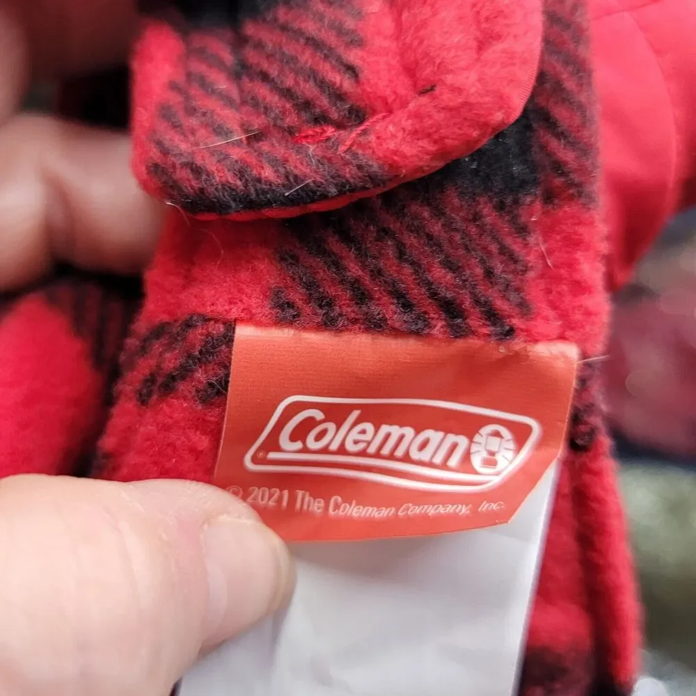 Coleman XSmall Buffalo Plaid Gingham Fleece Quilted Dog Coat Camping Holiday